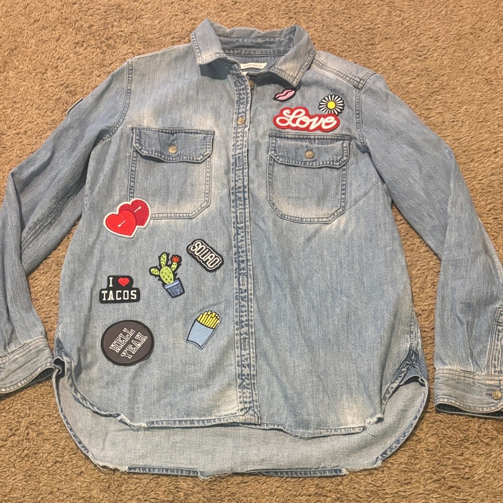 American Eagle Shacket with fun patches